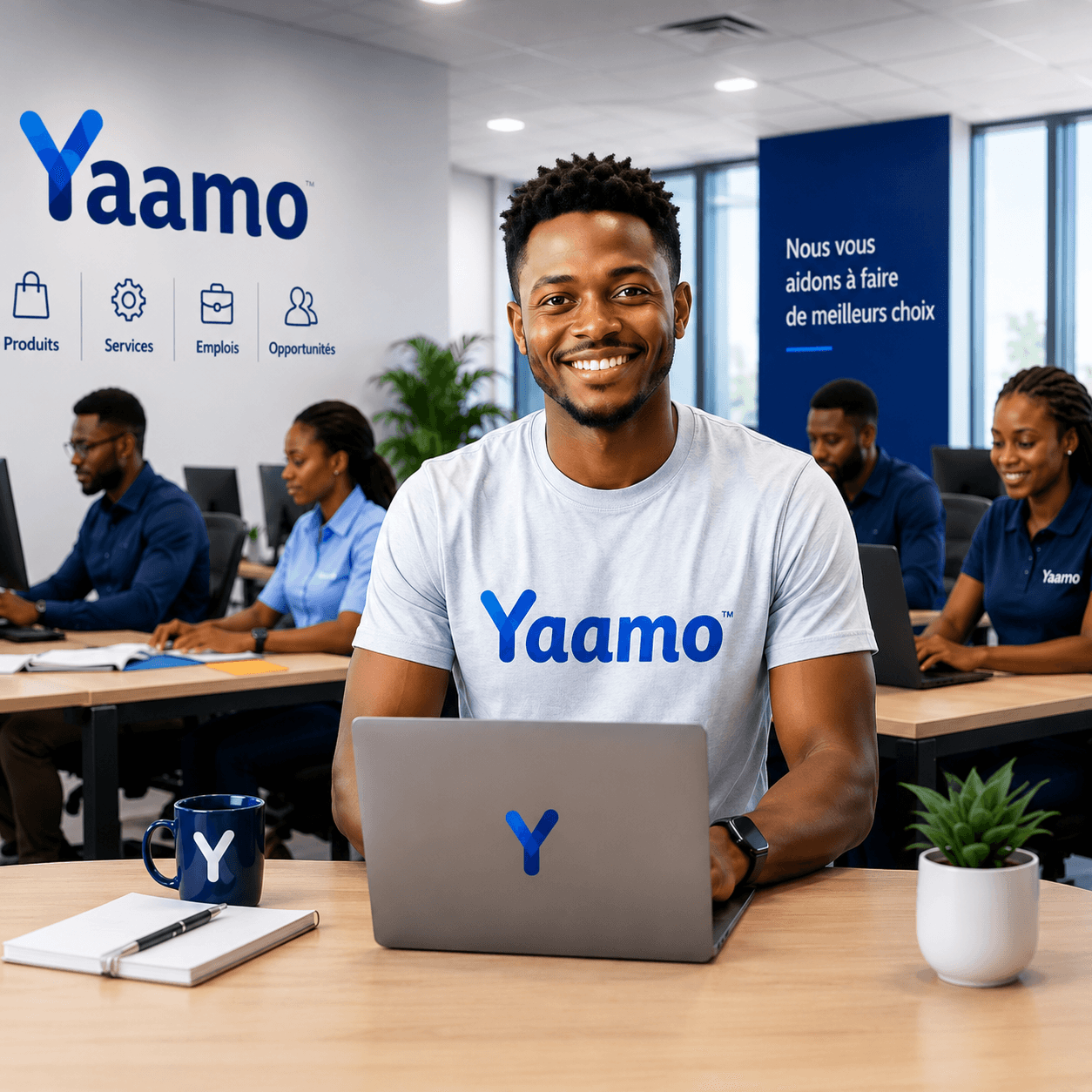 L'équipe Yaamo travaillant ensemble